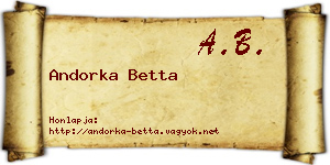 Andorka Betta névjegykártya